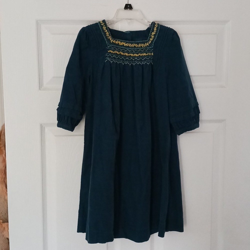 Janie and Jack Dark Teal Corduroy Girls' Dress